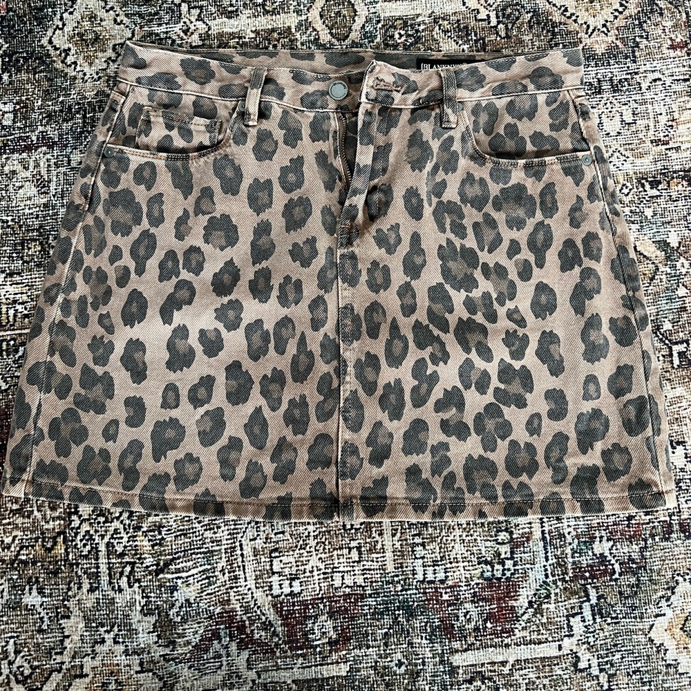 Jean leopard print mini skirt
